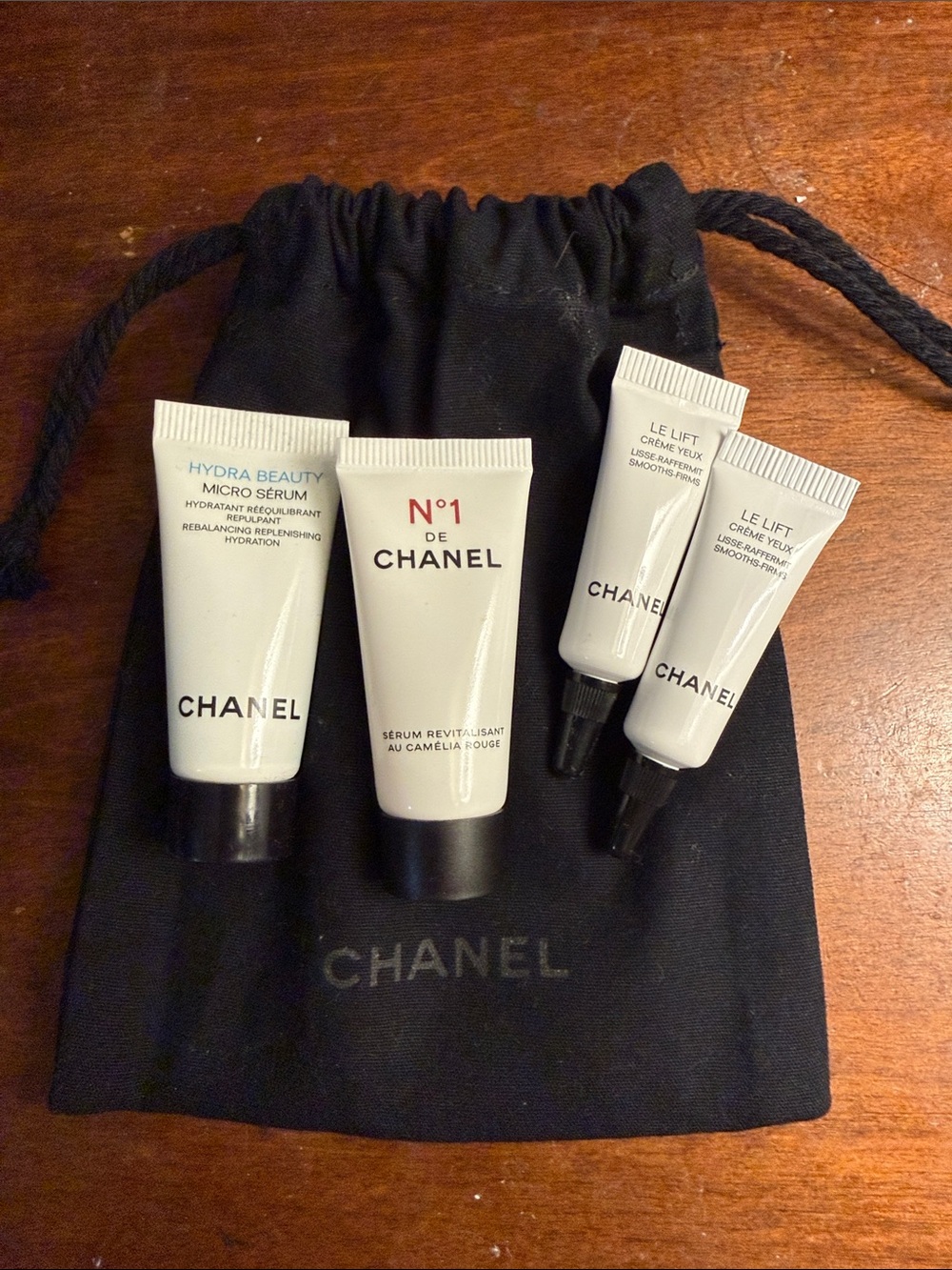 Chanel Beaute Samples + Drawstring Bag